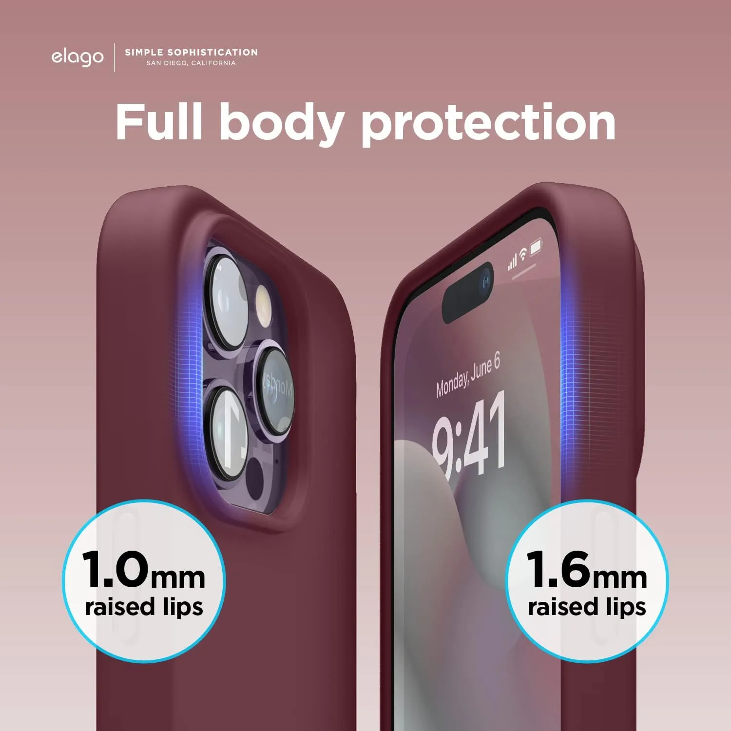 elago Compatible with iPhone 14 Pro Case, Liquid Silicone Case, Full Body Protective Cover, Shockproof, Slim Phone, Anti-Scratch Soft Microfiber Lining, 6.1 inch (Burgundy)