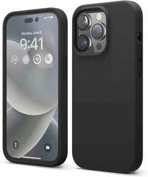 elago Compatible with iPhone 14 Pro Case, Liquid Silicone Case, Full Body Protective Cover, Shockproof, Slim Phone Case, Anti-Scratch Soft Microfiber Lining, 6.1 inch (Black)