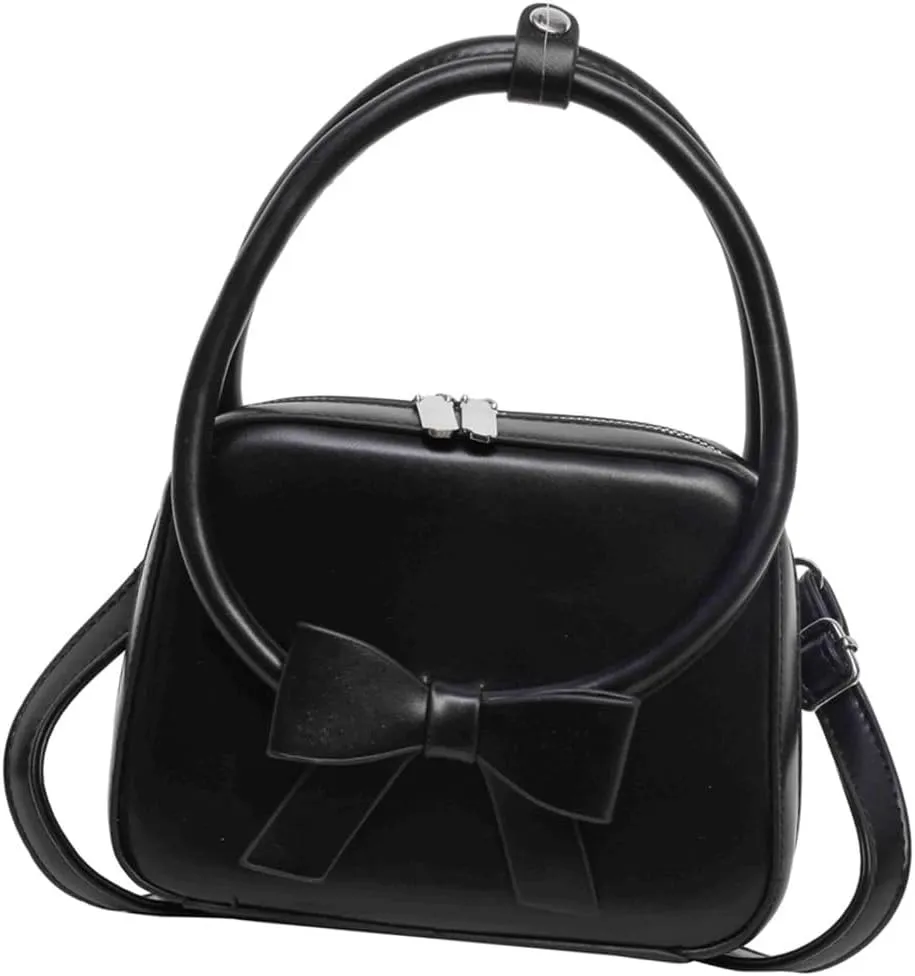 Elegant Crossbody Bag for Women Fashionable PU Leather Bowknot Shoulder Purse Top Handle Handbag with Adjustable Strap