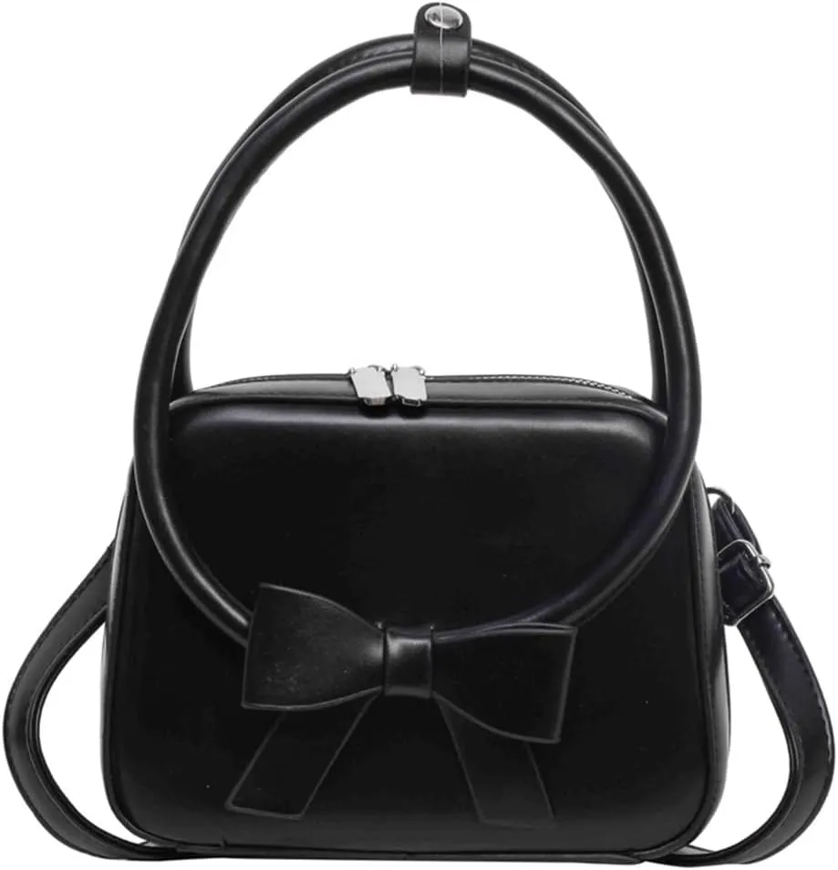 Elegant Crossbody Bag for Women Fashionable PU Leather Bowknot Shoulder Purse Top Handle Handbag with Adjustable Strap