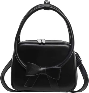 Elegant Crossbody Bag for Women Fashionable PU Leather Bowknot Shoulder Purse Top Handle Handbag with Adjustable Strap
