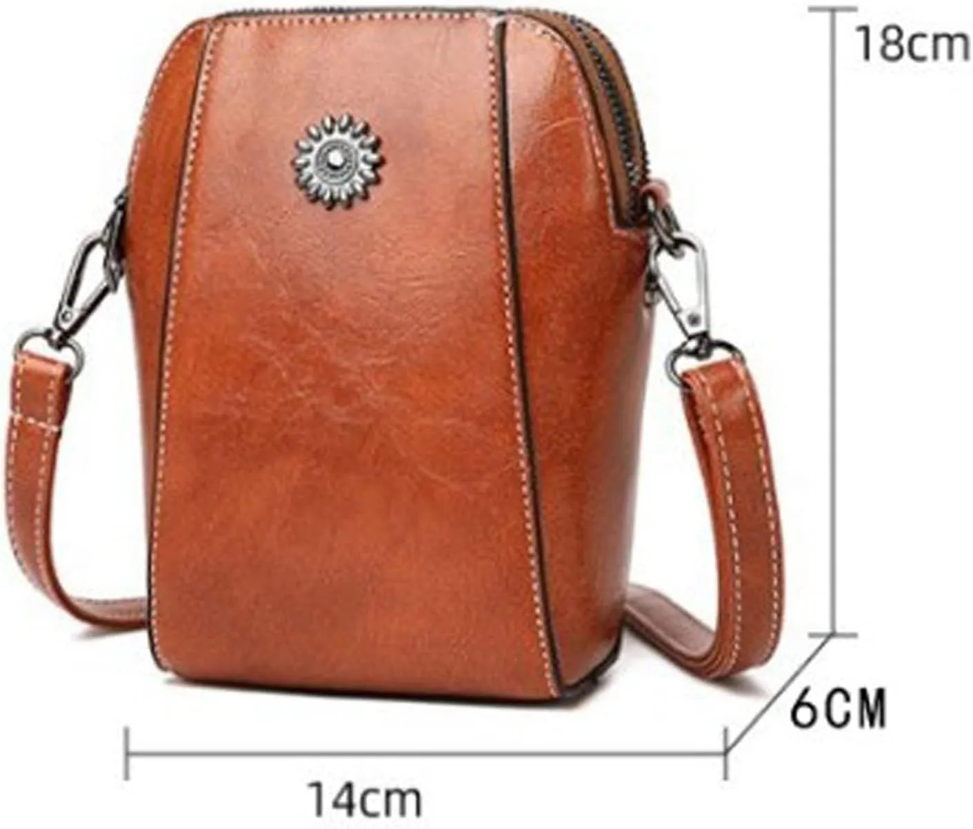 Elmyse Crossbody Bag Leather, Retro All-Match Vertical Cellphone Bag, Leather Crossbody Bags for Women