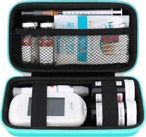 Elonbo Diabetic Supplies Travel Case, Diabetic Supply Organizer Bag, Glucose Meter Storage Case, Insulin Pen Carrying Case for Glucose Monitor, Blood Sugar Test Strips, Lancets, Syringe, Green