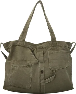 Emprier Soft Denim Handbag for Women Casual Hobo Tote Bag Retro Crossbody Bag Large Capacity Denim Purses