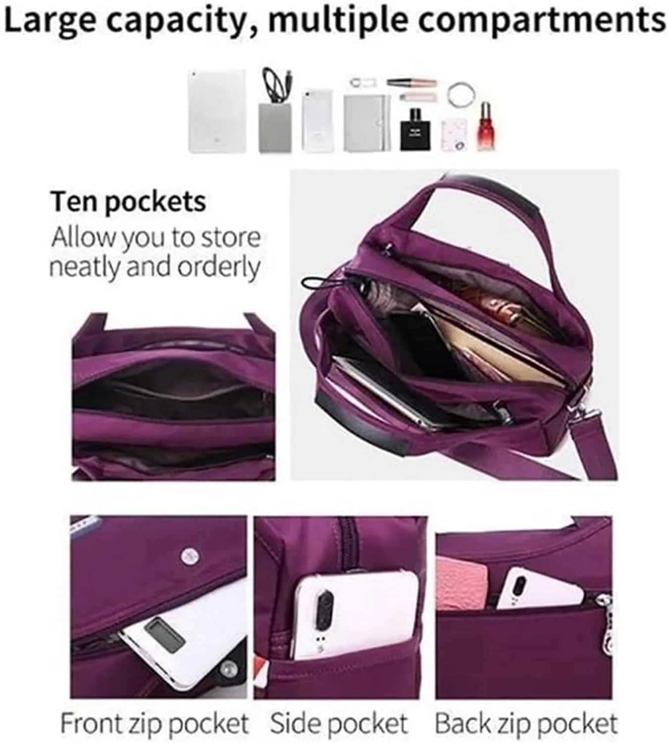 Emrefashion Bags, Women's Fashion Anti-Theft Handbag, Crossbody Bag, Shoulder Handbags, Waterproof Oxford Cloth (Camouflage Black,One size)