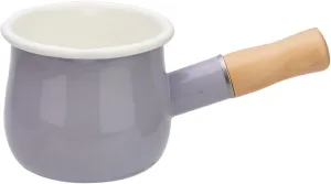 Enamel Milk Pot, Butter Warmer Non-stick Mini Saucepan, 4 Inch 17 Oz Small Cookware with Wooden Handle(Purple)
