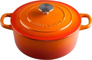 Enameled Cast Iron Covered Dutch Oven with Dual Handle, 2.8 Quart, Orange