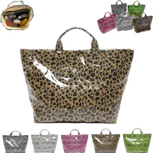 Enclosurea Women's Letters Print Tote Bag, Fashion Shopping Paper Bag Top Handle, Large Pvc Waterproof Canvas Bag Hobo