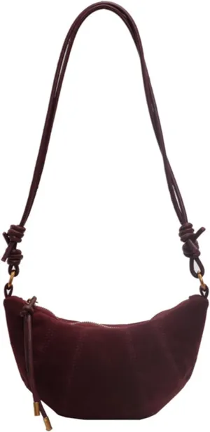 ENOPINK Crossbody Bags for Women Suede Crescent Zippered Shoulder Bags Purse Handbags Hobo Bags