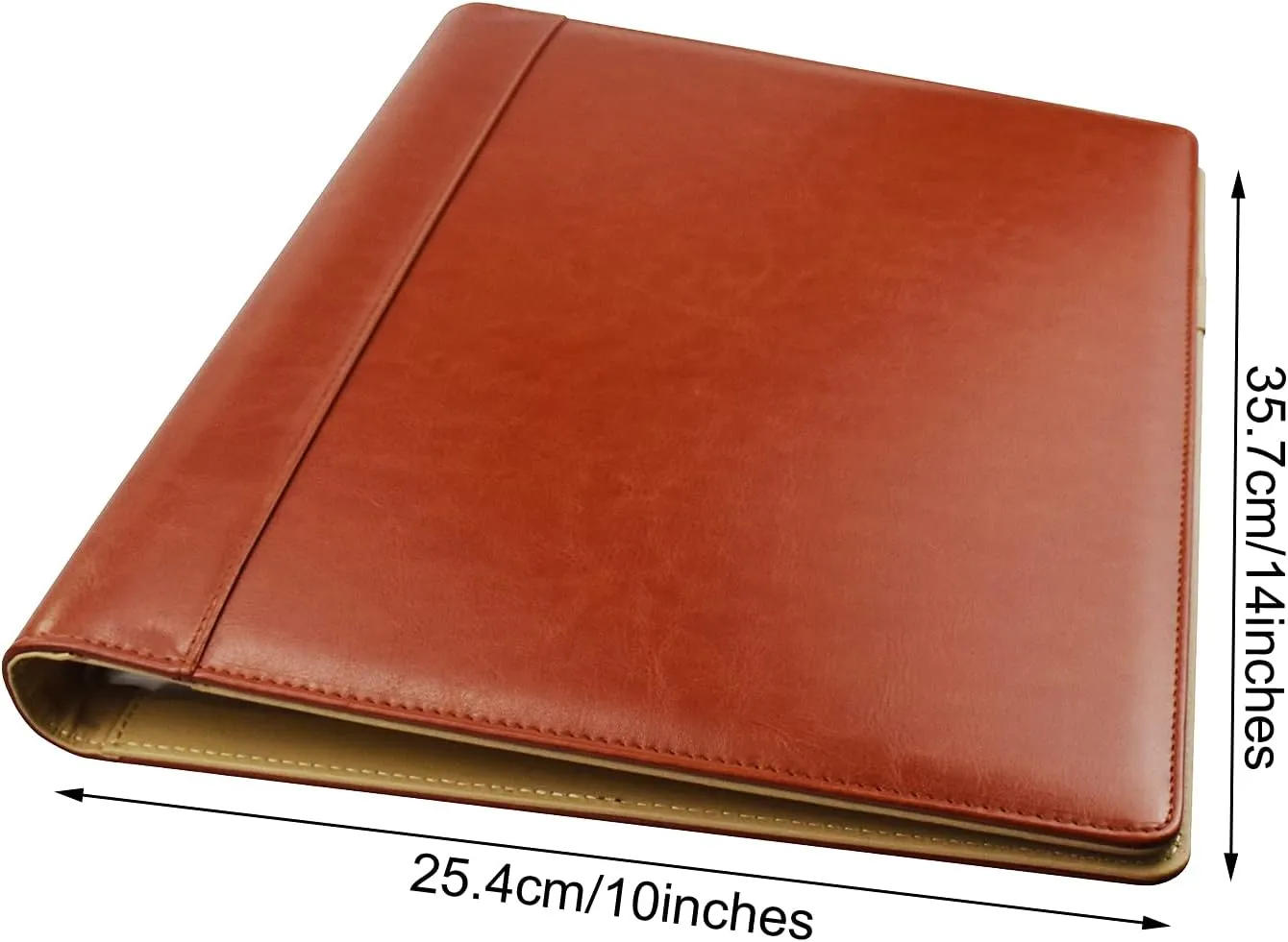 Enyuwlcm PU Leather Padfolio Ring Binder with Clipboard Resume Leather Portfolio with 20 Clear Plastic Sleeves Brown