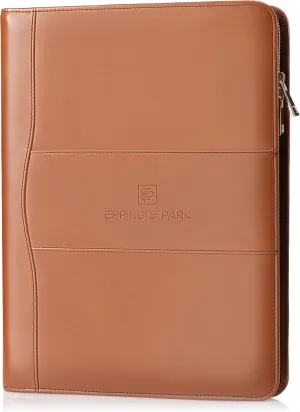 Epping & Park Portfolio Binder | Handmade Italian Design | Full Grain Leather Padfolio | Executive Portfolio for Men and Women | Letter Size Notepad Holder, Tan