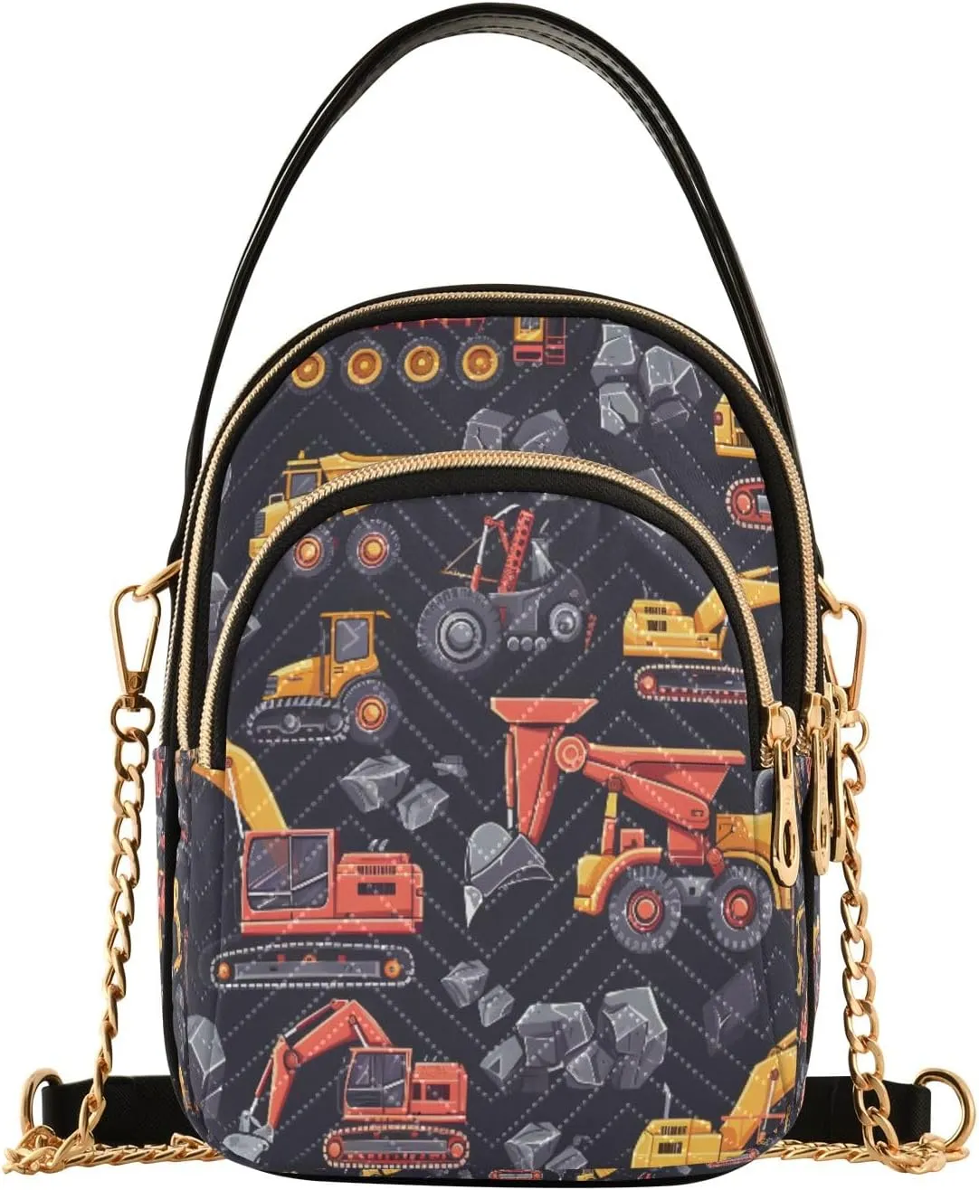 Equipment Excavator Crossbody Handbags for Women Casual Leather Shoulder Phone Purse
