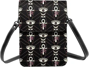 Esoteric mystical eye symbol black Crossbody Cell Phone Purse for Women Girls Leather Mini Cross Body Bags Small Shoulder Bags