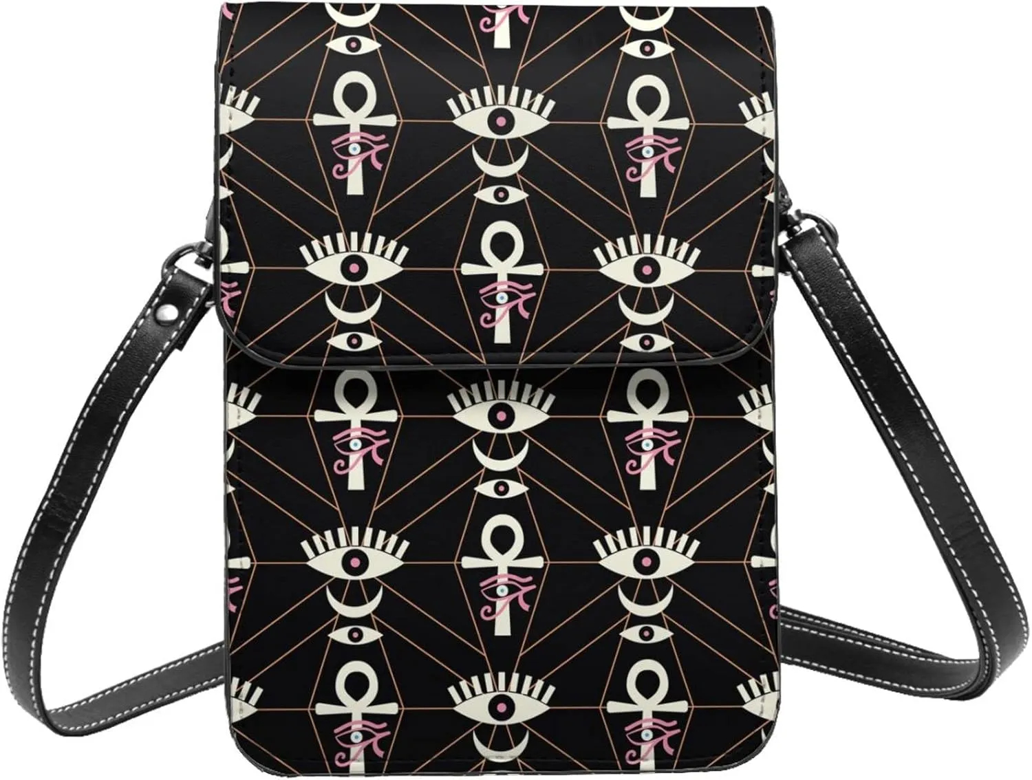 Esoteric mystical eye symbol black Crossbody Cell Phone Purse for Women Girls Leather Mini Cross Body Bags Small Shoulder Bags