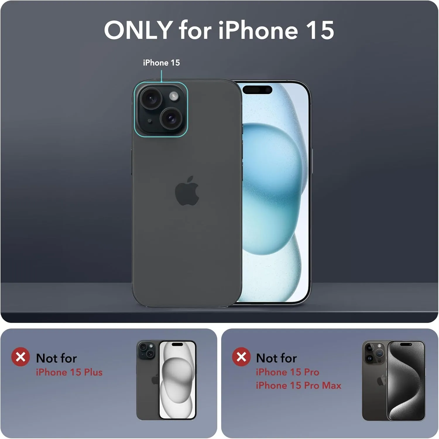 ESR for iPhone 15 Case with Stand, Compatible with MagSafe, Full-Body Military-Grade Drop Proof Case with Built-in 9H  Tempered Glass Screen Protector, Armor Series, Clear Black