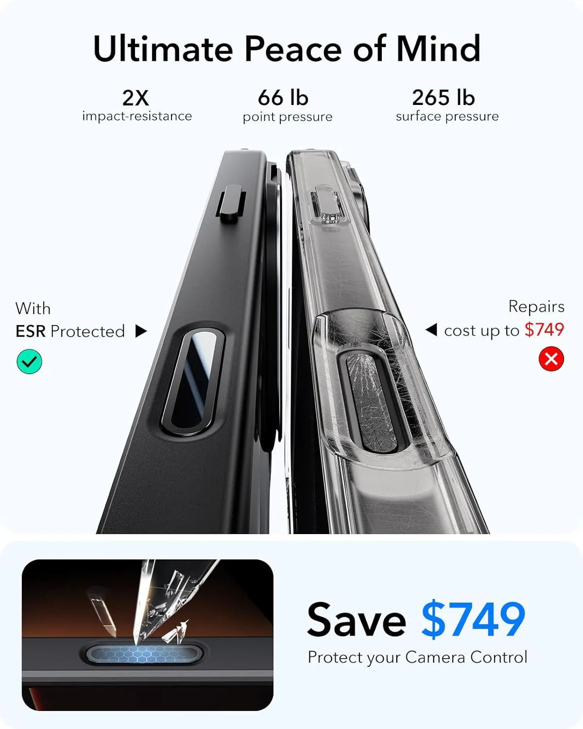 ESR for iPhone 16 Pro Case,Camera Control Button Compatible with MagSafe, Military-Grade Protective Case, Built-in Stash Stand Phone Case, Scratch-Resistant Back Cover, Classic Series, Clear Black