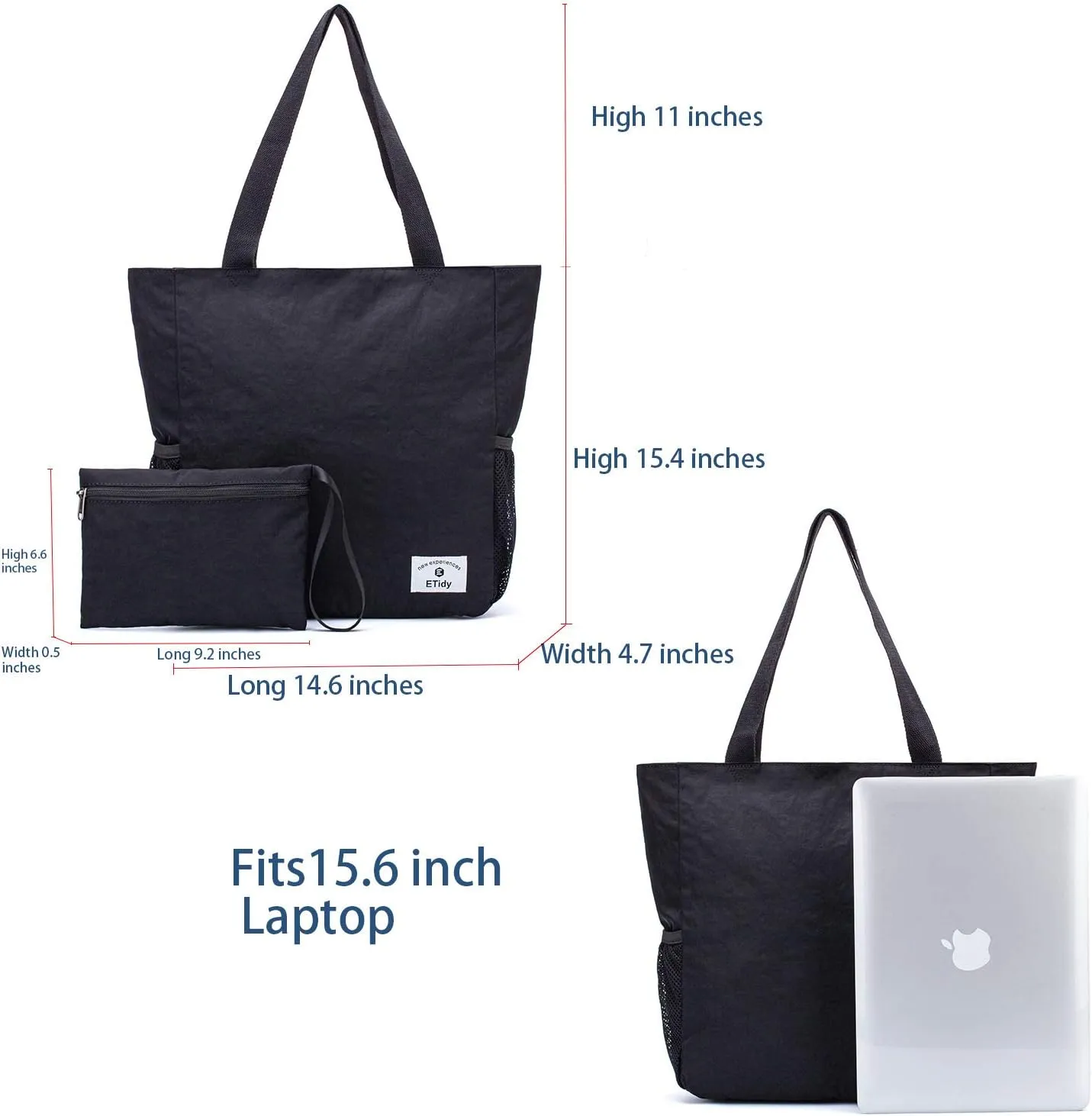 ETidy Large Capacity Foldable Tote Bag With Zipper Water-resistant SandproofWomen Beach Bag Handbag GymBag Travel ShoppingBag