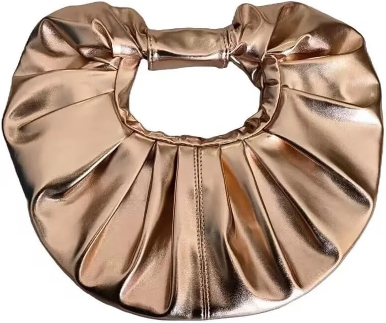 Evening Clutch for Women Pleated Bag PU Leather Purse Top Handle Handbag Elegant for Party Prom Wedding