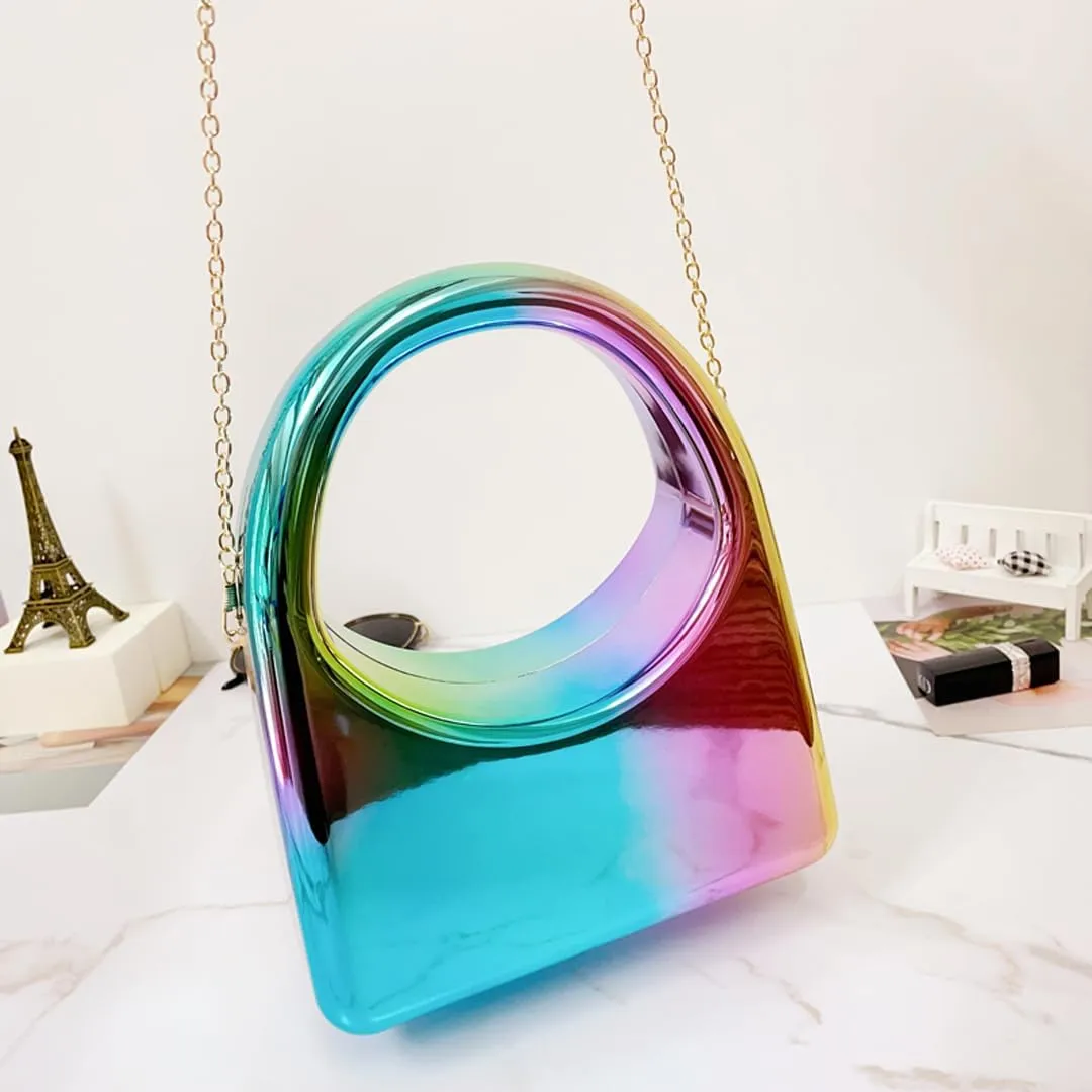 Evening Cultch for Women Acrylic Top-handle Chain Box Daily Evening Casual Handbag for Wedding Cocktail Party