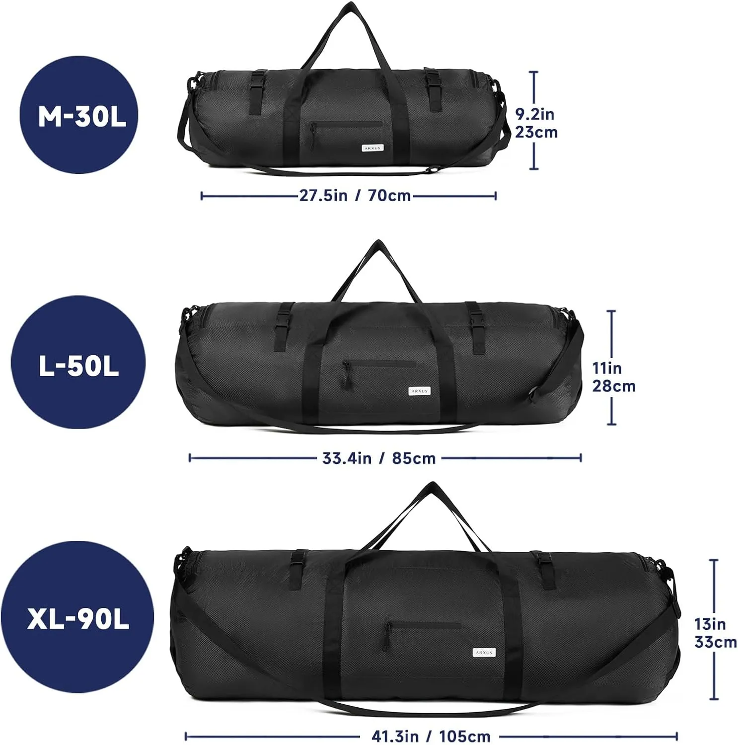 Extra Large Duffle Bag for Travel Gym 90L 50L 30L Baseball Bat Sports Duffel Bags for Men with Shoulder Strap, Tent Storage Camping