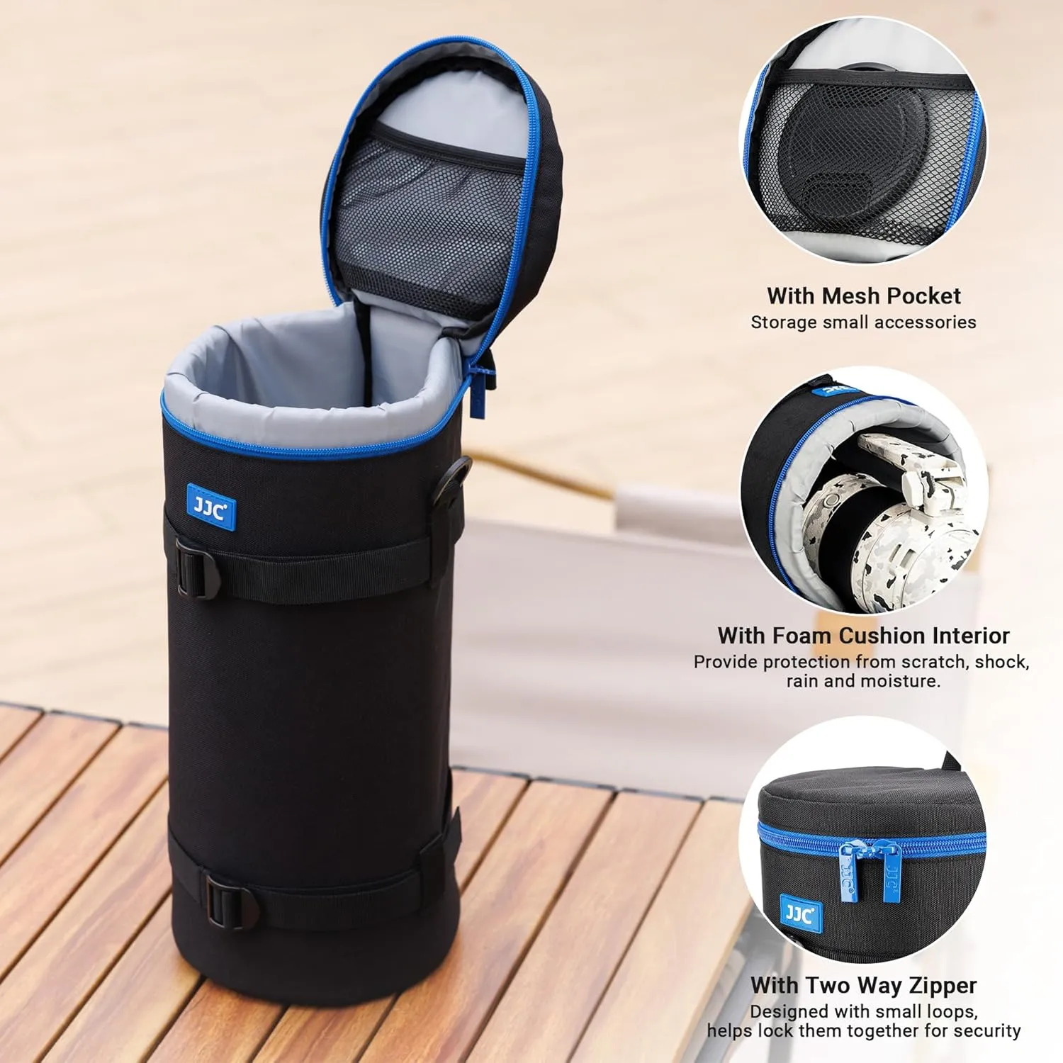Extra Large Thick Camera Lens Pouch Case for Nikon 180-600mm/600mm F6.3 for Sony 200-600mm Zoom Lens with Reversed Lens Hood & Teleconverte, Camera Lens Carry Bag Fits Lenses Below 5.5x14.6"(D x L)