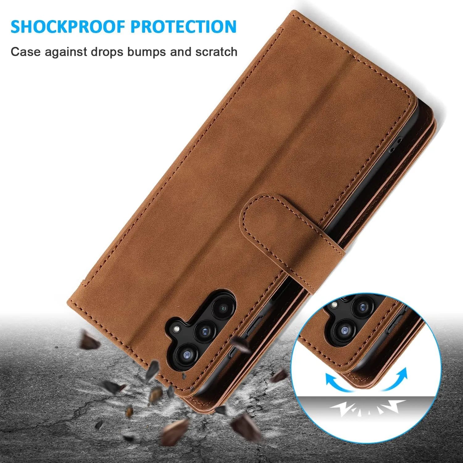 EYZUTAK Wallet Phone Case for Samsung Galaxy S25/S24, Retro Matte 9 Card Holder Slots Zipper Pocket Handbag Case PU Leather Magnetic Closure Kickstand with Wrist Strap Flip Folio Purse Case - Brown