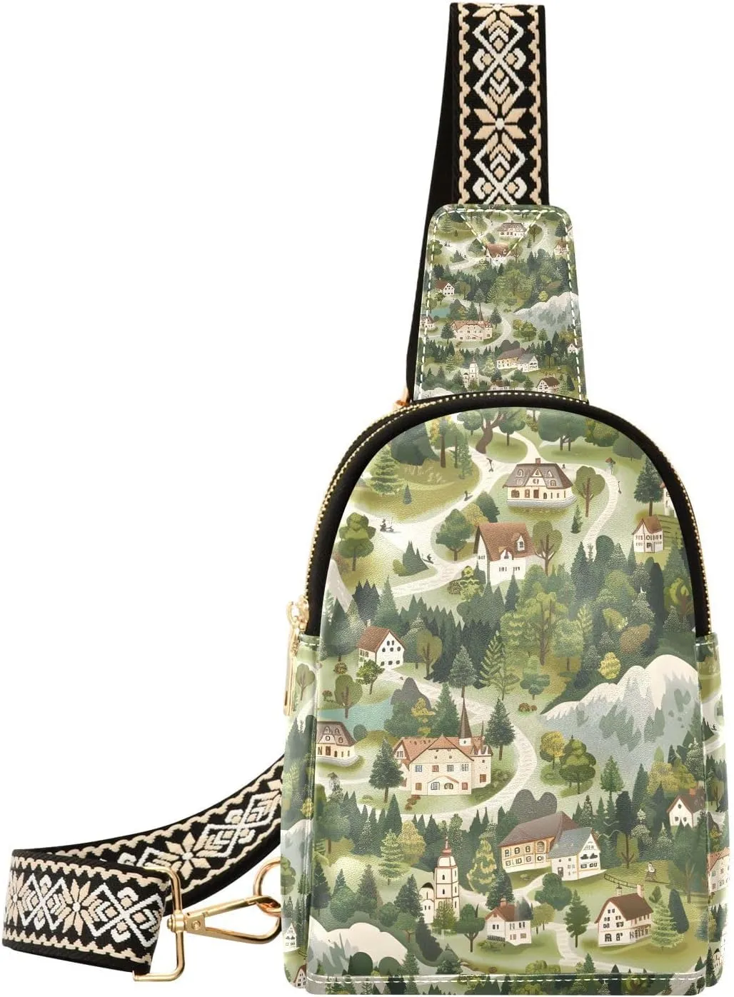 Farm Farmhouse Farmland Backpack Sling Bag for Women Crossbody Bags Small Cross Body Bags Leather Travel Chest Bag Purse Casual Daypack