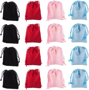 FASHEWELRY 100 Pack Mixed Colors Drawstring Velvet Bags 3.6x2.8 inch Wedding Party Favor Jewelry Candy Storage Present Packaging Small Pouches