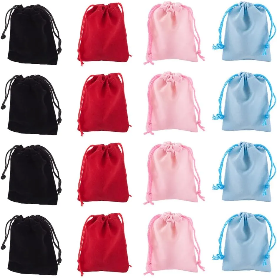 FASHEWELRY 100 Pack Mixed Colors Drawstring Velvet Bags 3.6x2.8 inch Wedding Party Favor Jewelry Candy Storage Present Packaging Small Pouches