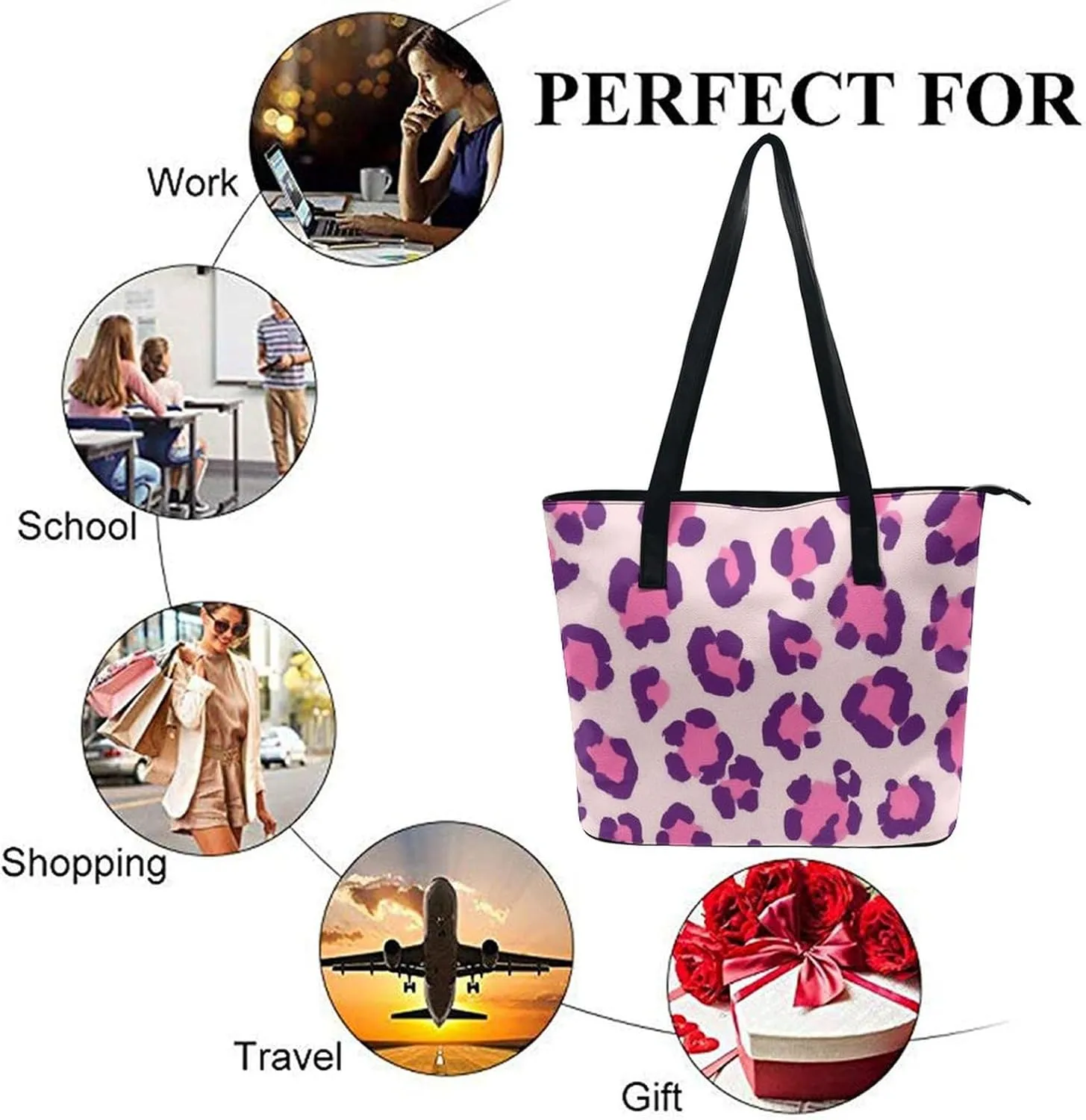 Fashion Coach Handbags for Women, Reusable Large Capacity Long Handle Tote Bag for Shopping, Work