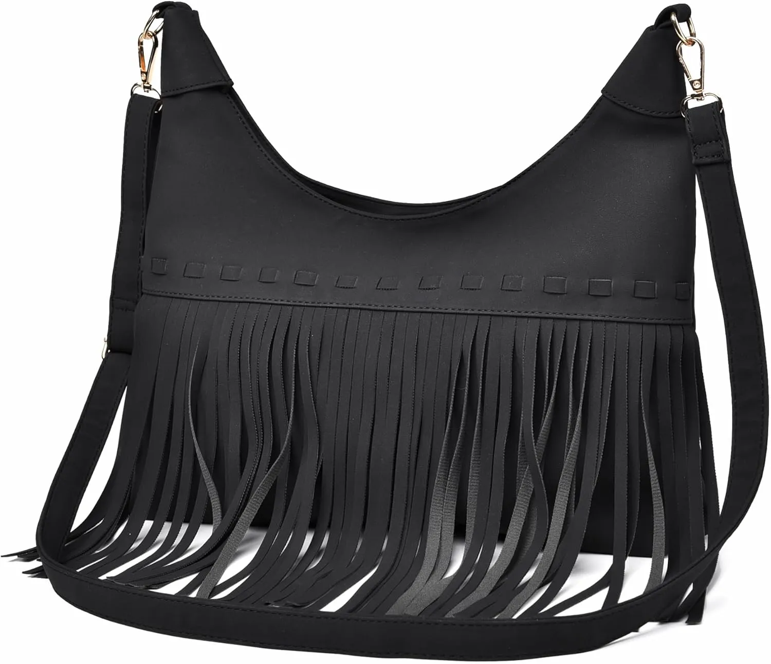 Fashion Fringe Hobo Bag for Women Hippie Western Purse Vegan Suede Crossbody Bags Tassel Shoulder Purses