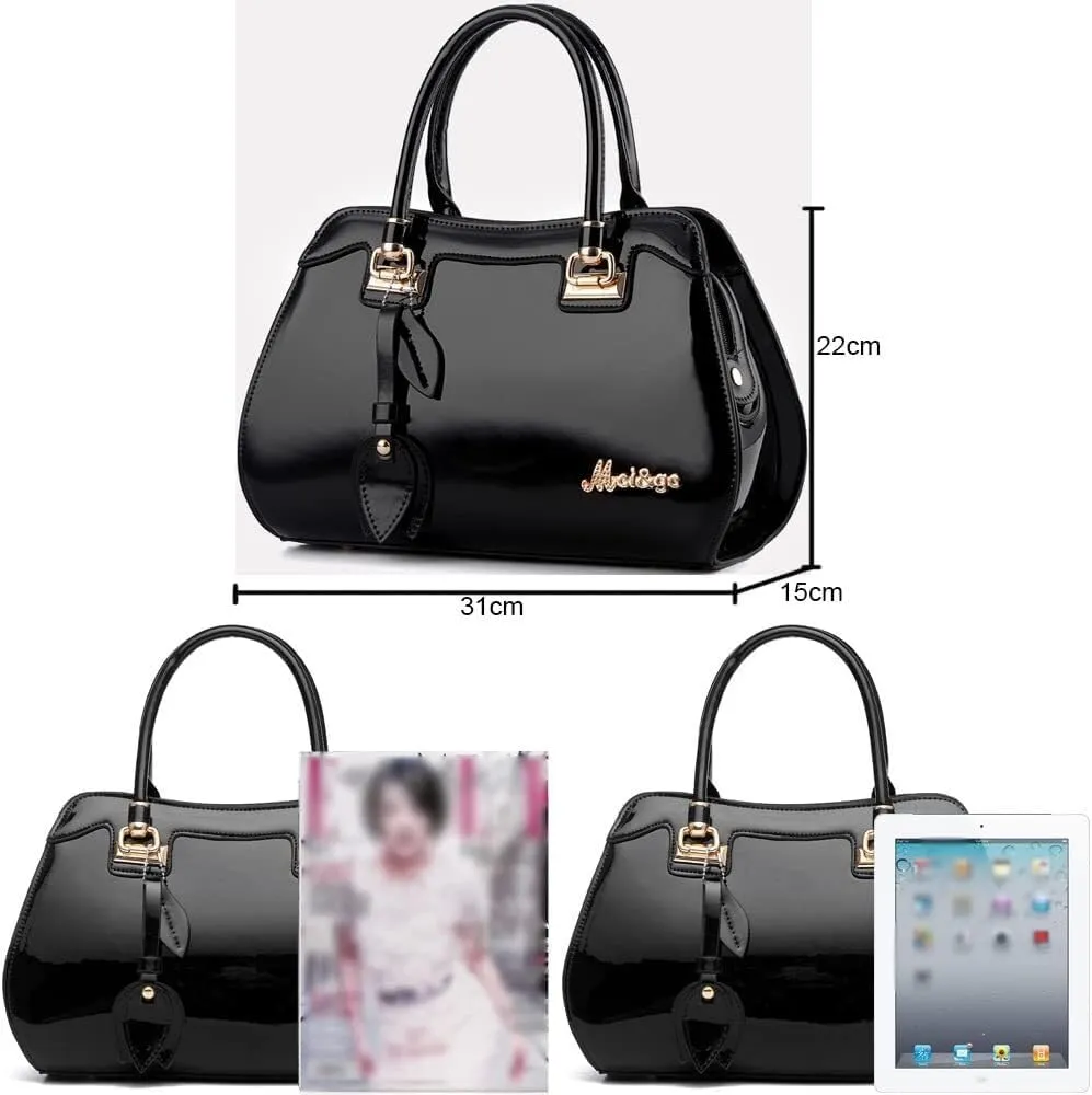 Fashion Handbag Women Shiny Leather Tote Bag Top Handle Shoulder Bag Cross-body Bag
