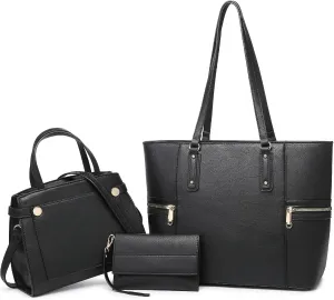 Fashion Handbags and Purses for Women Large Work Tote Bag Top Handle Satchel Shoulder Bag 3pcs Hobo Purse Set