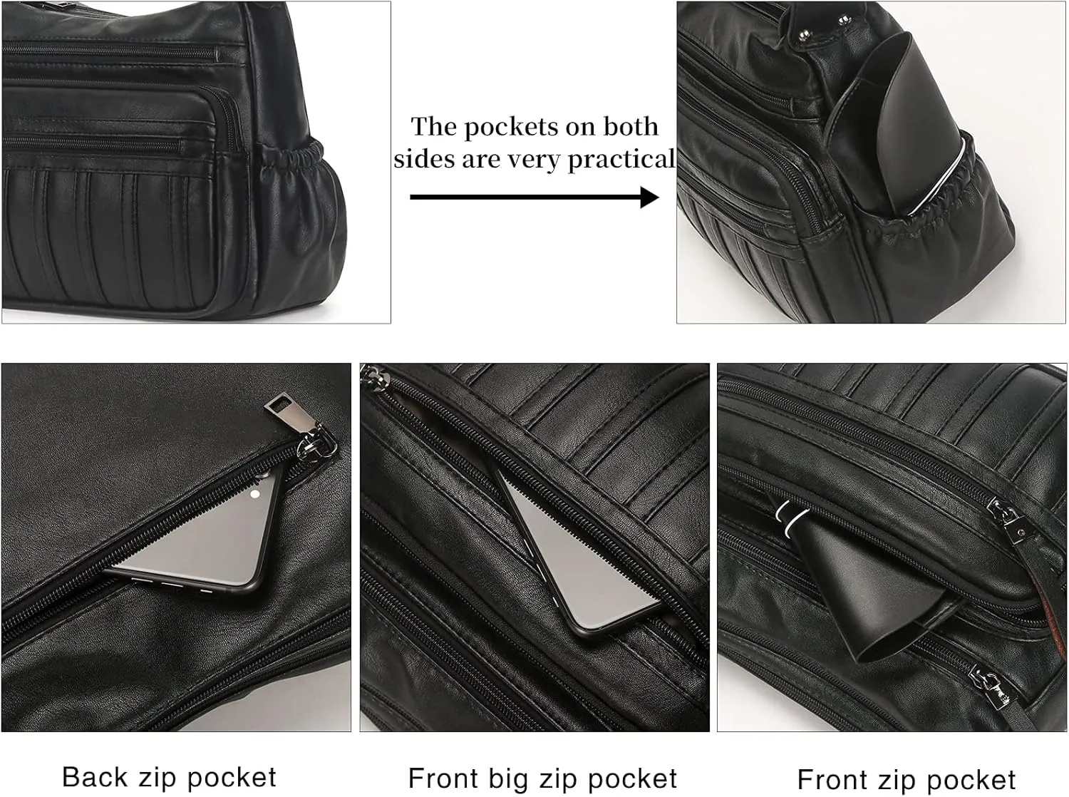 Fashion PU Leather Crossbody Bag For Women Shoulder Bag Large Capacity Designer Casual Hobo Tote Bag