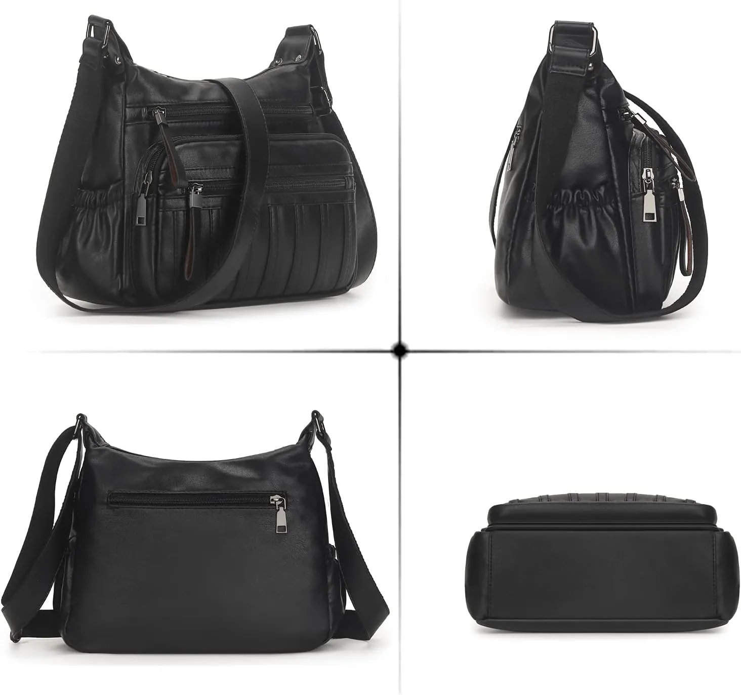 Fashion PU Leather Crossbody Bag For Women Shoulder Bag Large Capacity Designer Casual Hobo Tote Bag
