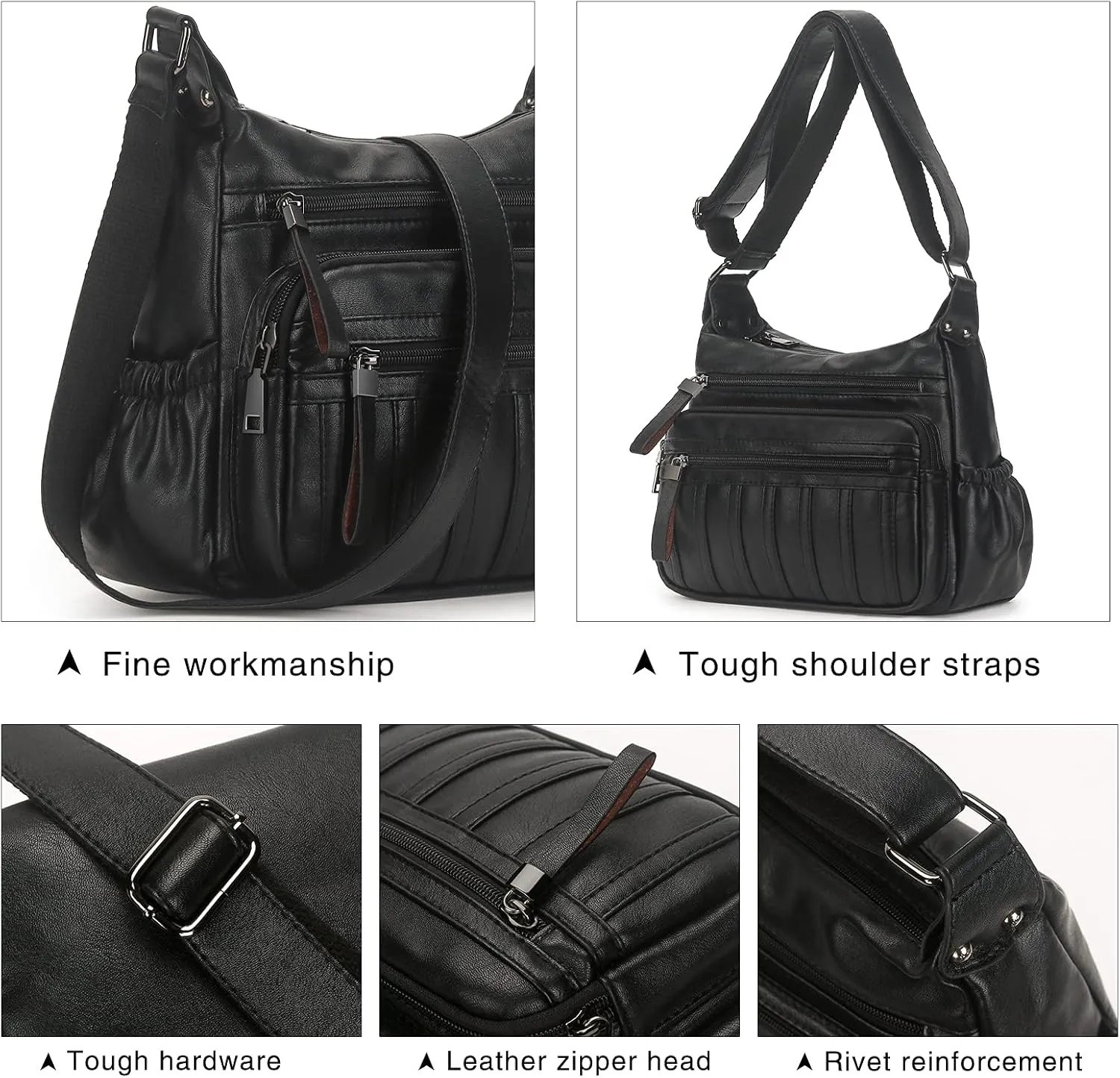 Fashion PU Leather Crossbody Bag For Women Shoulder Bag Large Capacity Designer Casual Hobo Tote Bag