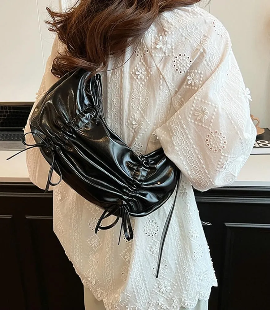 Fashion Shoulder Bag for Women Small Vegan Leather Crossbody Purse Y2k Dumpling Handbag Top Handle Satchel