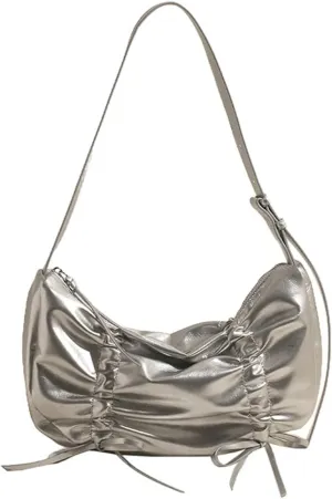Fashion Shoulder Bag for Women Small Vegan Leather Crossbody Purse Y2k Dumpling Handbag Top Handle Satchel
