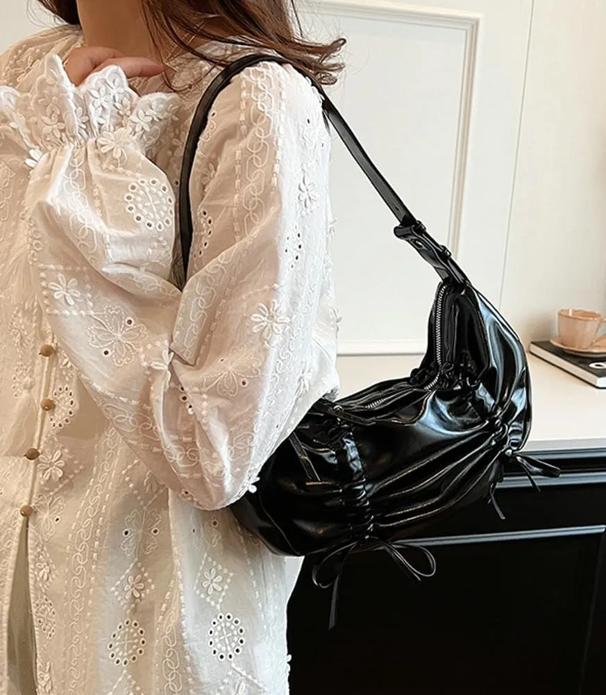 Fashion Shoulder Bag for Women Small Vegan Leather Crossbody Purse Y2k Dumpling Handbag Top Handle Satchel