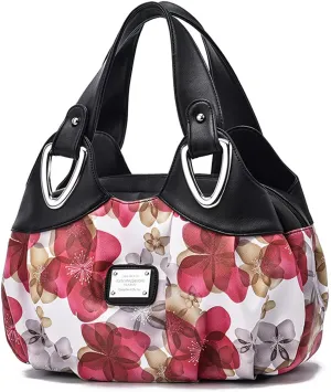 Fashion Vegan Leather Handbag for Women Multi Pocket Large Tote Bags Satchel Printed Purses Soft Hobo Bag