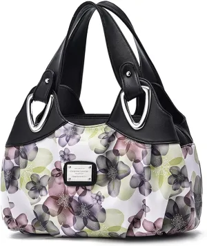 Fashion Vegan Leather Handbag for Women Multi Pocket Large Tote Bags Satchel Printed Purses Soft Hobo Bag