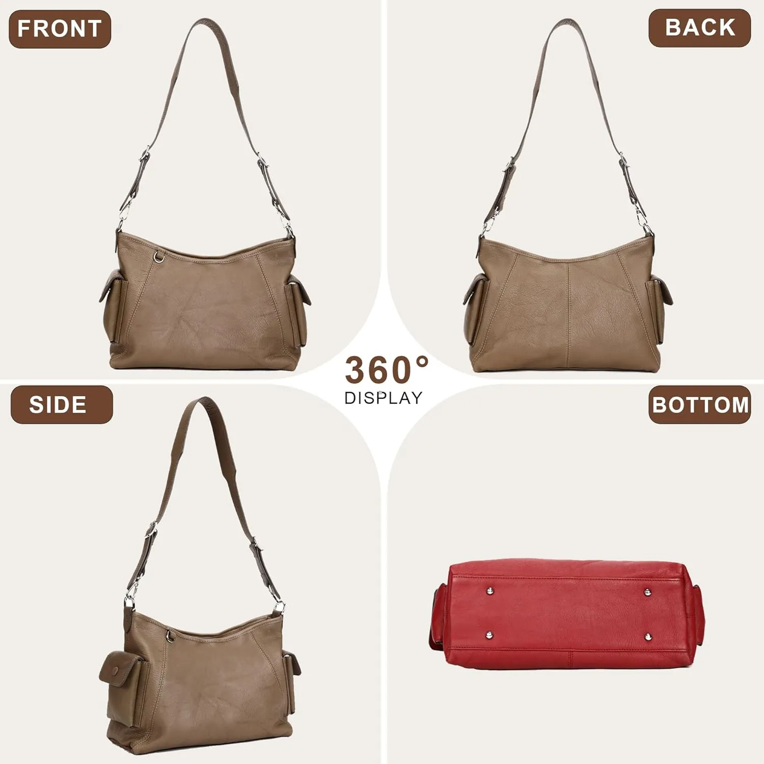 Fashionable Crossbody Bag For Women - Genuine Leather Large Capacity Everyday Shoulder Purse