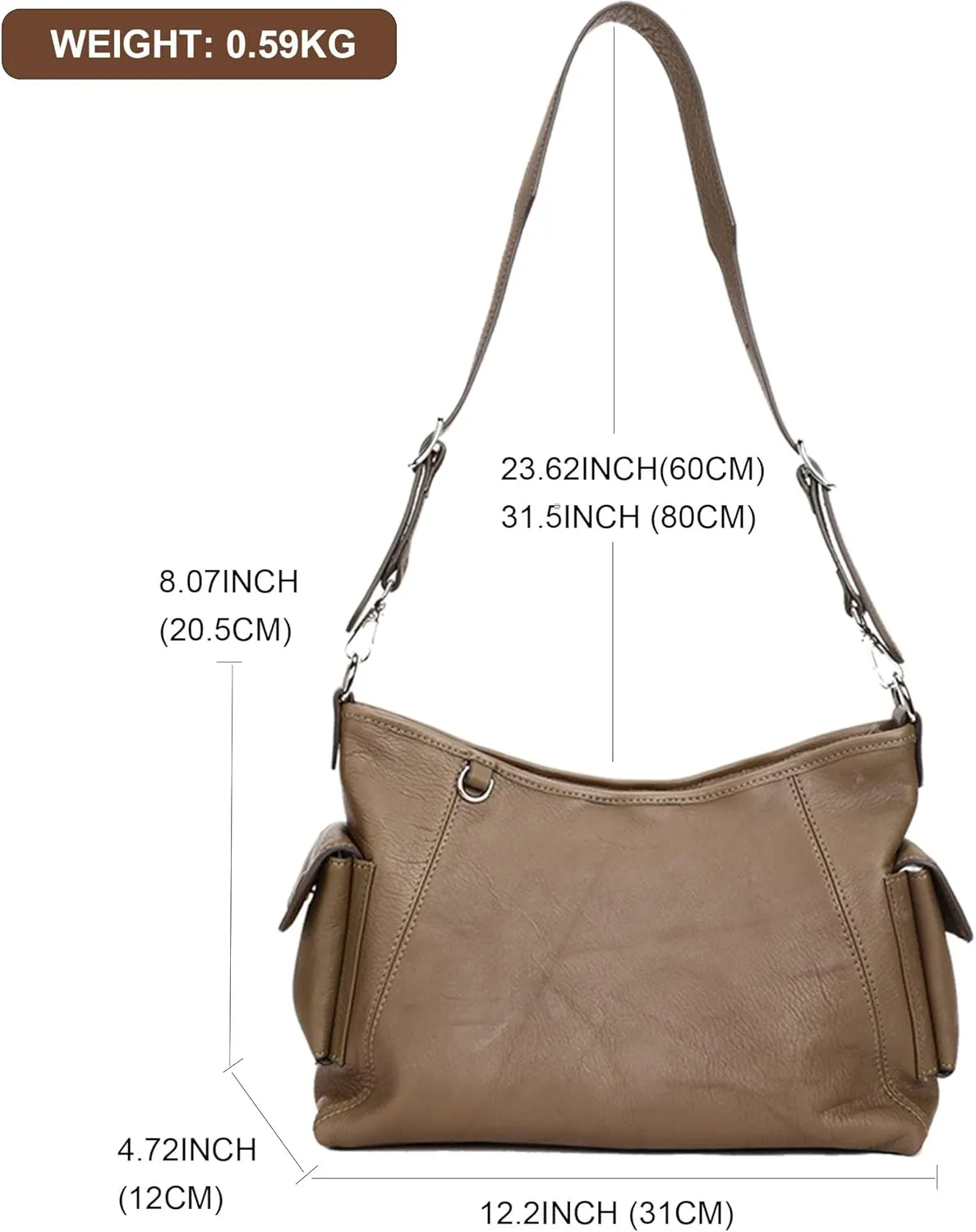 Fashionable Crossbody Bag For Women - Genuine Leather Large Capacity Everyday Shoulder Purse