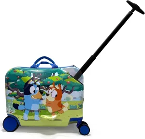 Fast Forward 18" Bluey Kids Ride On Luggage-HardShell Rolling Travel Suitcase-Lightweight Ride On Suitcase For Kids