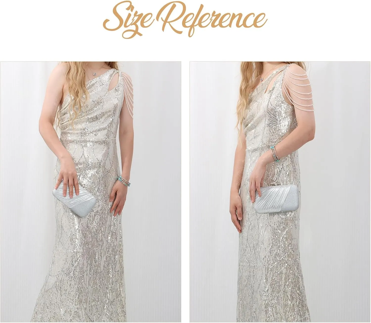 Fecialy Clutch Purses for Women Evening Bag Pleated Satin Formal Handbag Sparkling Shoulder Crossbody Bag