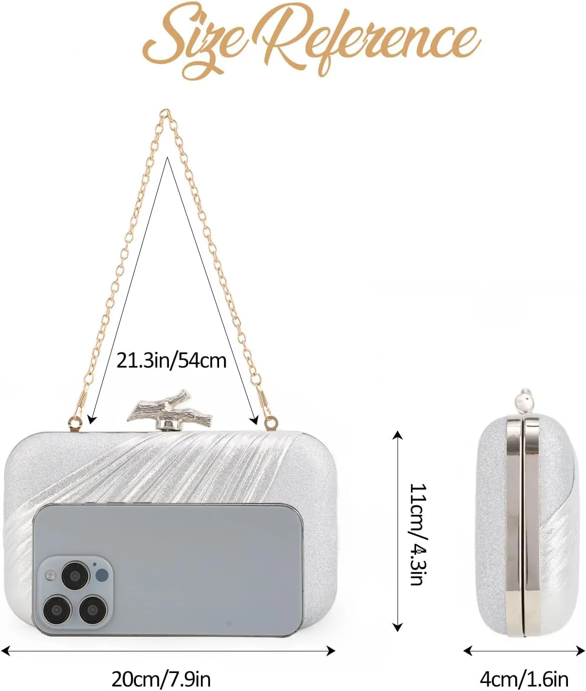 Fecialy Clutch Purses for Women Evening Bag Pleated Satin Formal Handbag Sparkling Shoulder Crossbody Bag