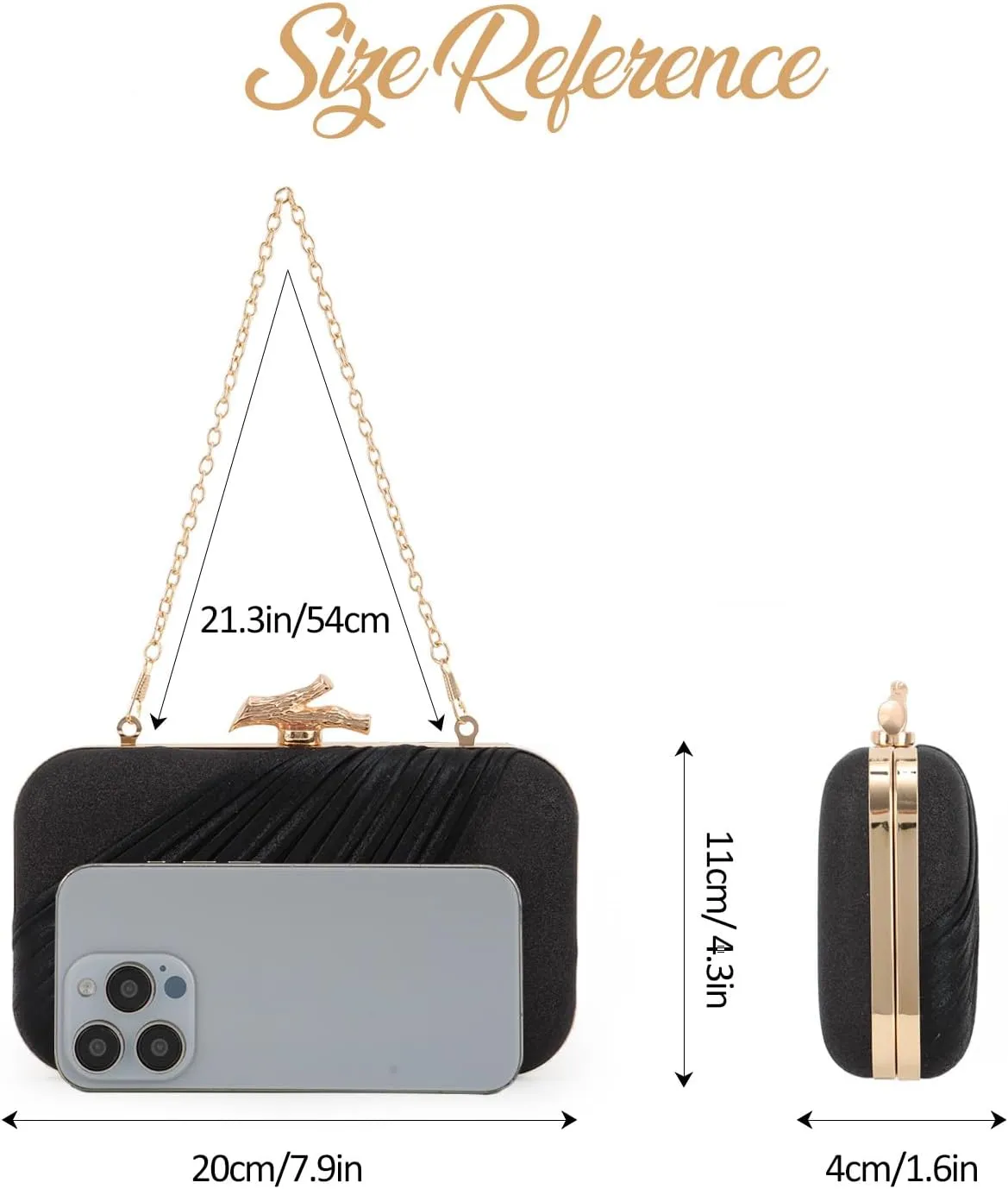 Fecialy Clutch Purses for Women Evening Bag Pleated Satin Formal Handbag Sparkling Shoulder Crossbody Bag