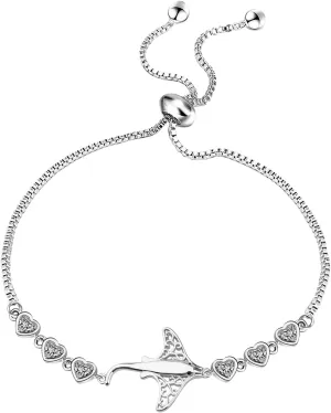 FEELMEM Stingray Themed gift Ocean Sea Animal Manta Ray Stingray Charm Slider Bracelet Sea Lover Gifts