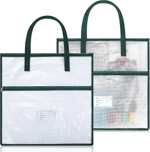 Feifeiya 2 Pack 17.7 Inch Sew Project Bag Quilting Embroidery Craft Organizer Storage Bag with Handle and Pocket Zippered with Tools for Art Craft Knitting Quilting Stitching