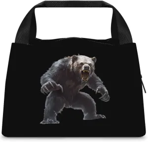Ferocious Bear Beast Travel Lunch Bags with Zippered Portable Insulated Tote Bag to-Go Food Containers
